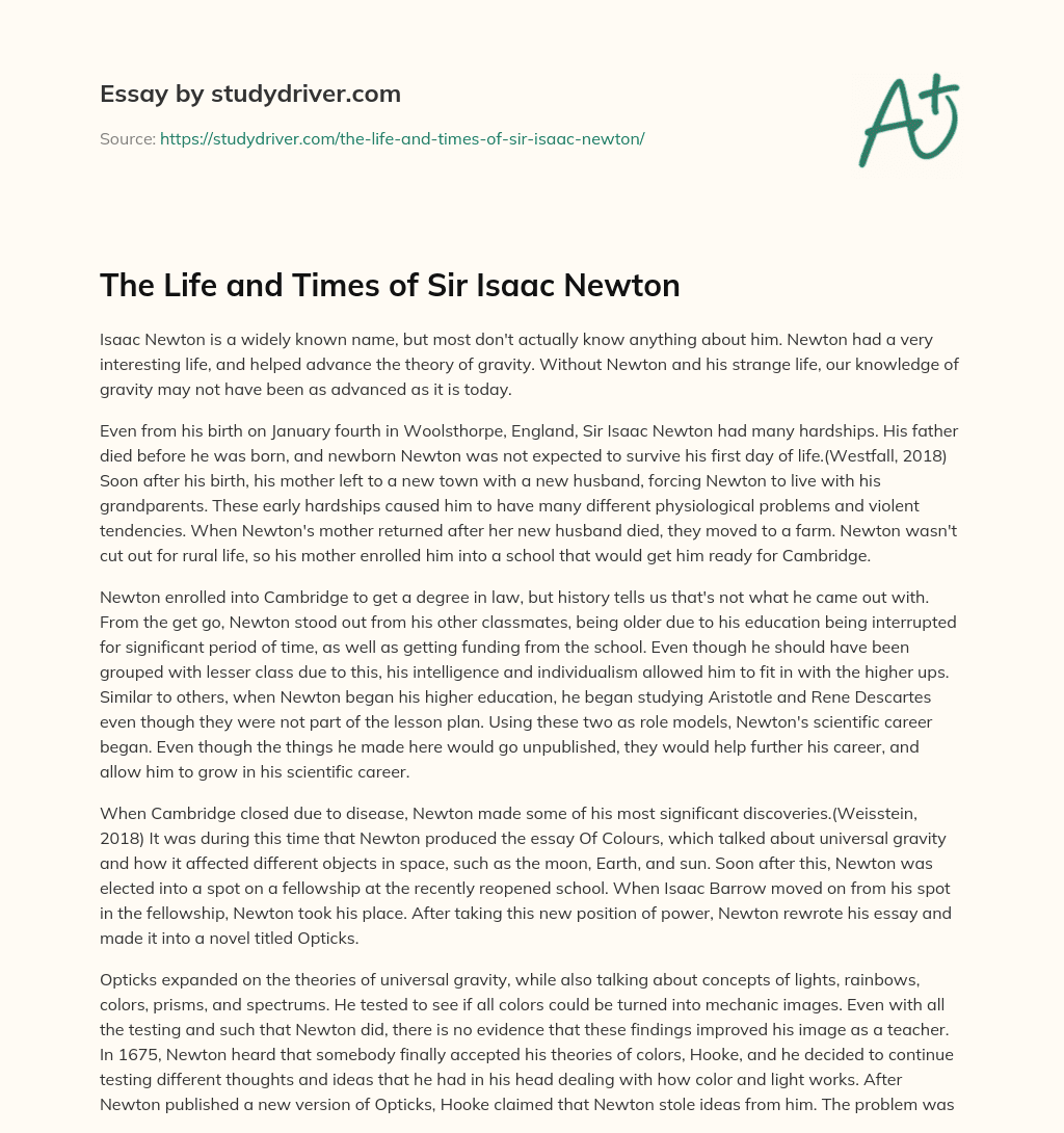 The Life and Times of Sir Isaac Newton essay
