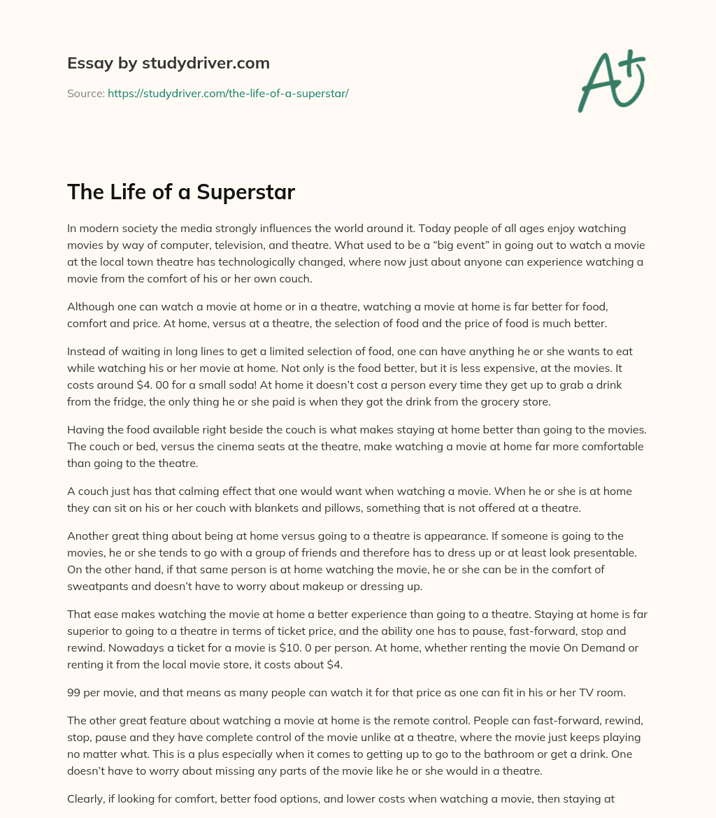 The Life of a Superstar essay