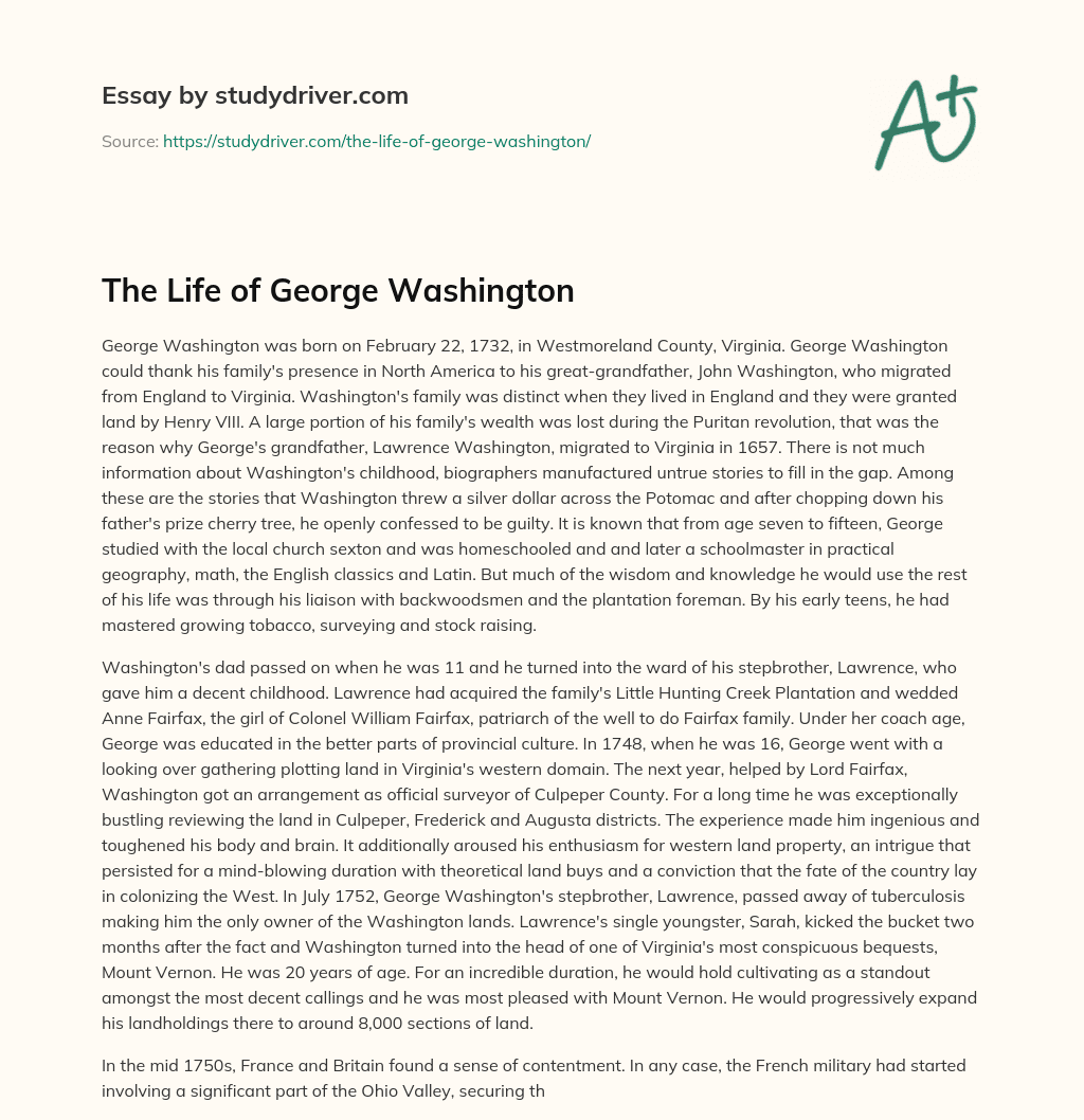 The Life of George Washington essay