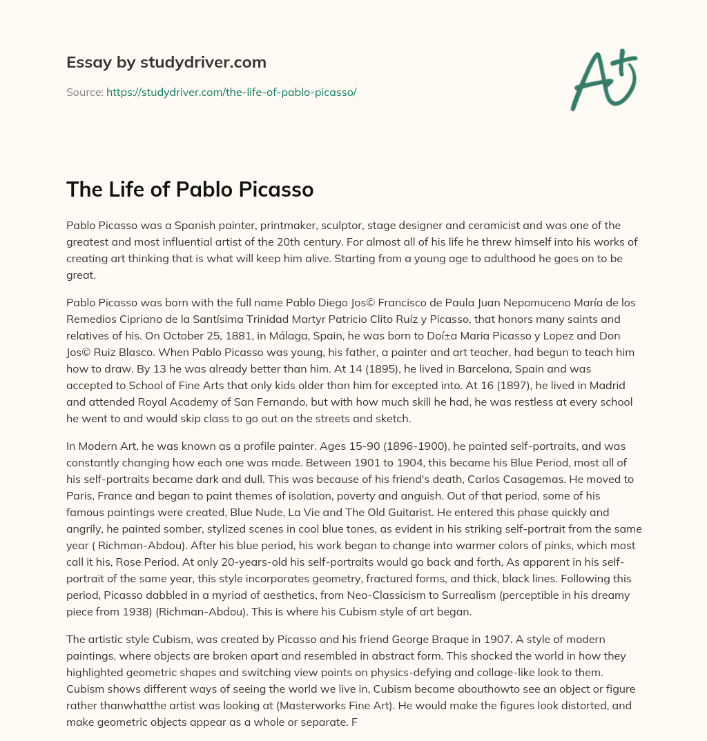 The Life of Pablo Picasso essay