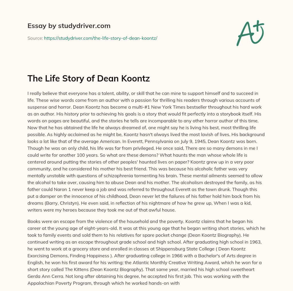 The Life Story of Dean Koontz essay