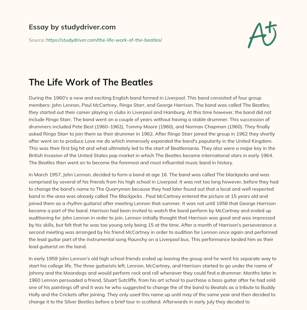 The Life Work of the Beatles essay