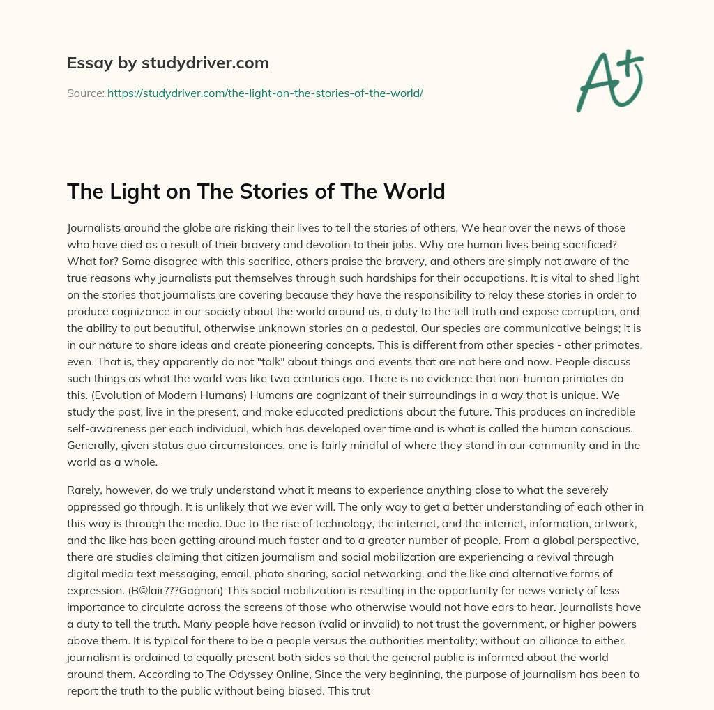 The Light on the Stories of the World essay