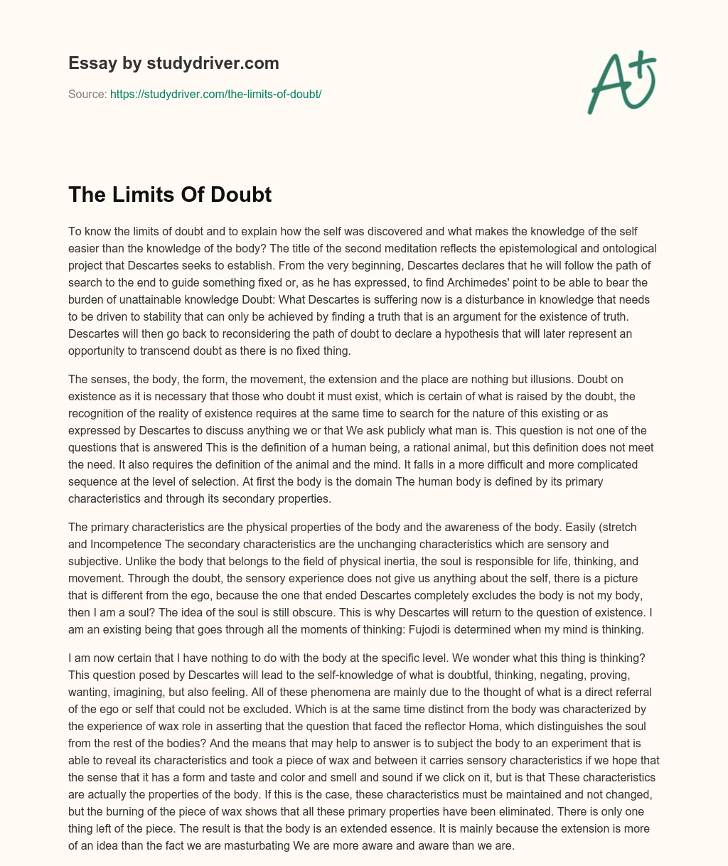 The Limits of Doubt essay