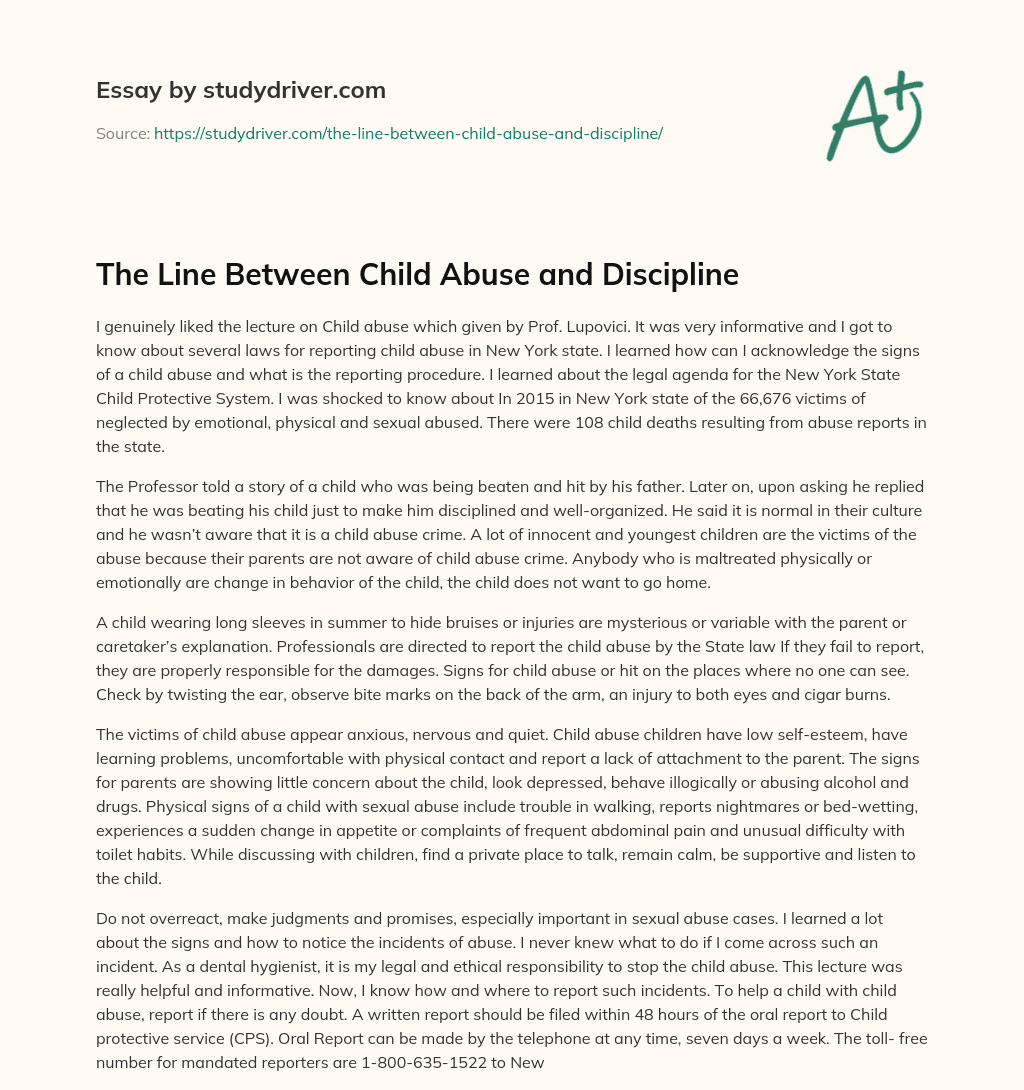 The Line between Child Abuse and Discipline essay