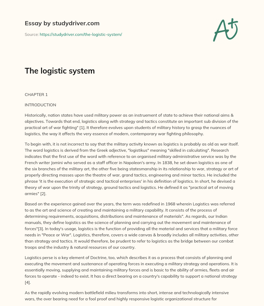 The Logistic System essay