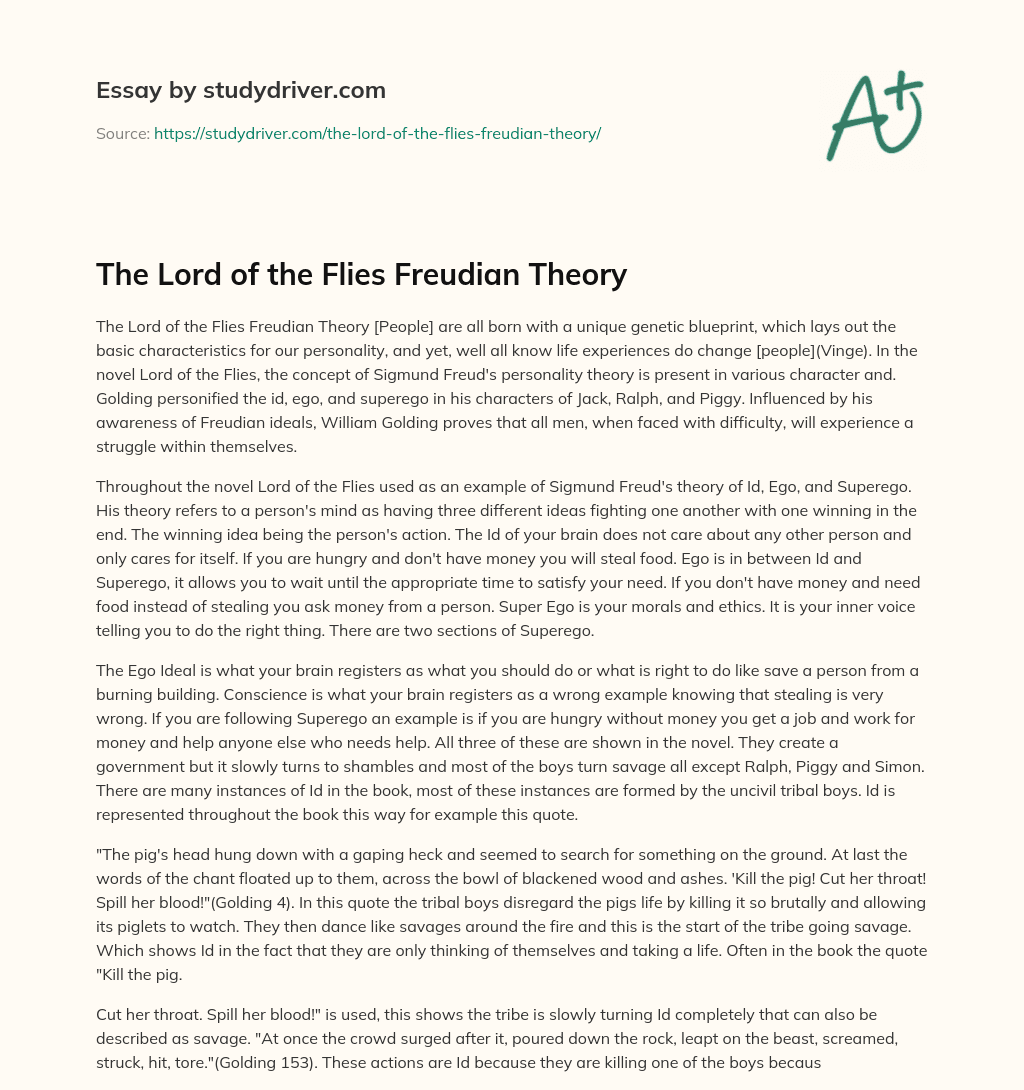 The Lord of the Flies Freudian Theory essay