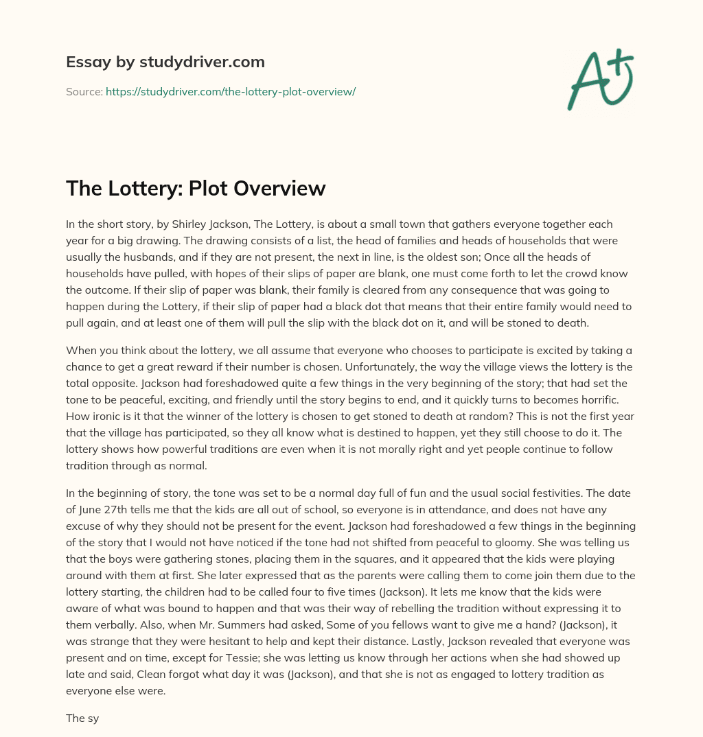The Lottery: Plot Overview essay