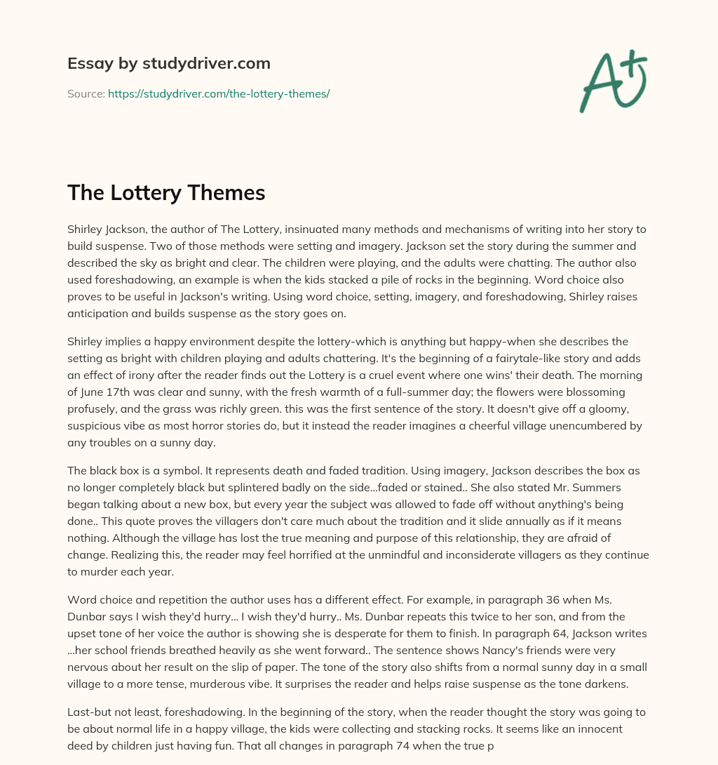 The Lottery Themes essay