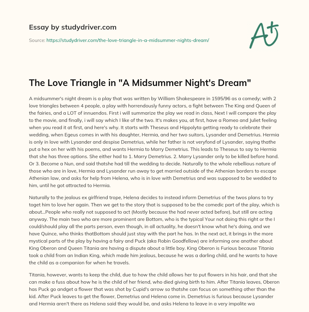 essay on midsummer night's dream love