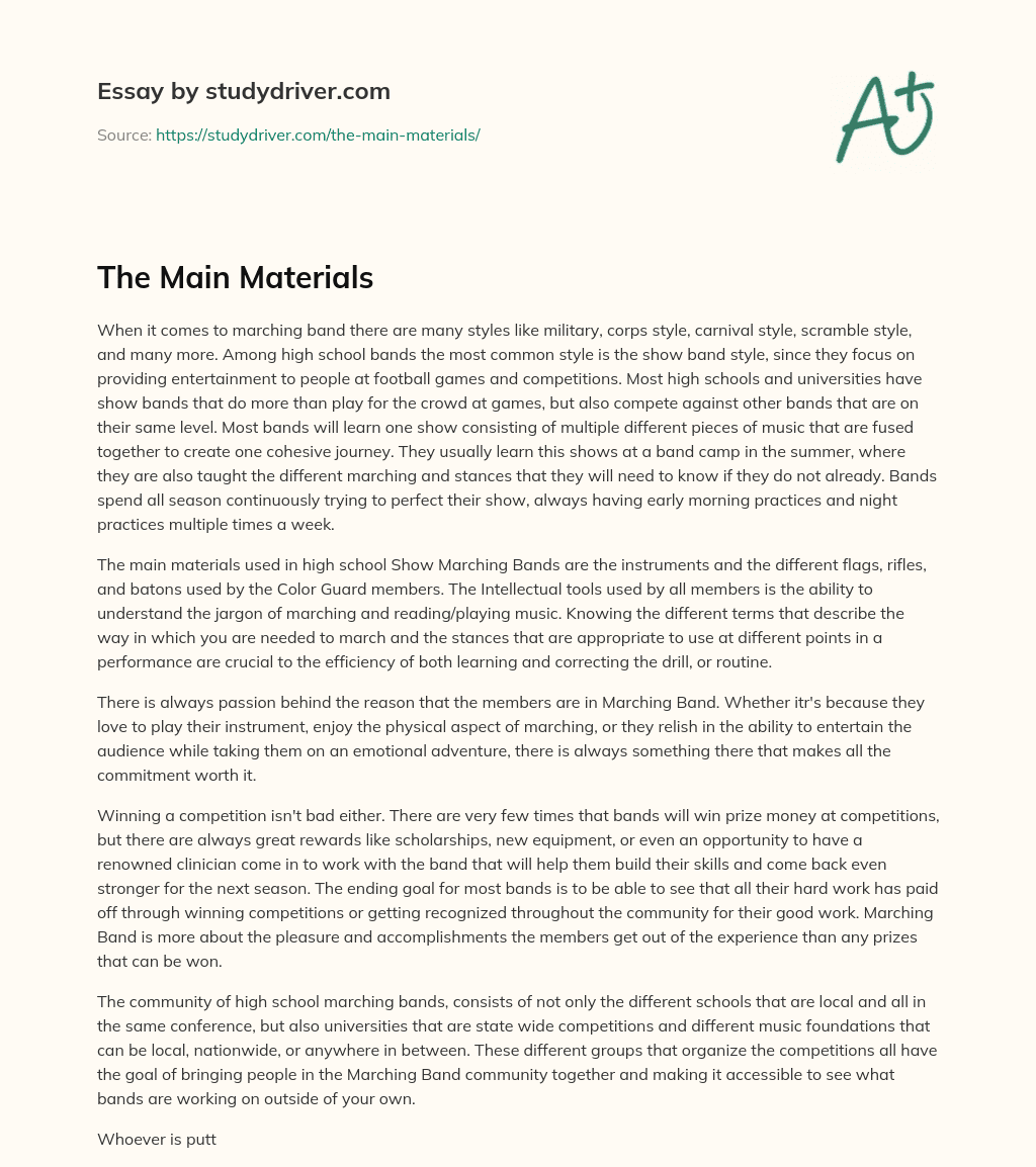 The Main Materials essay