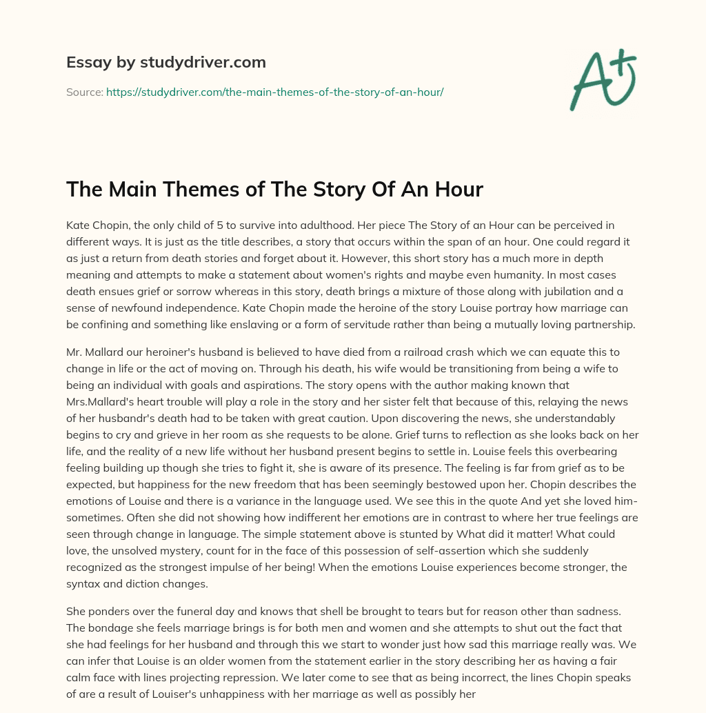 The Main Themes of the Story of an Hour essay