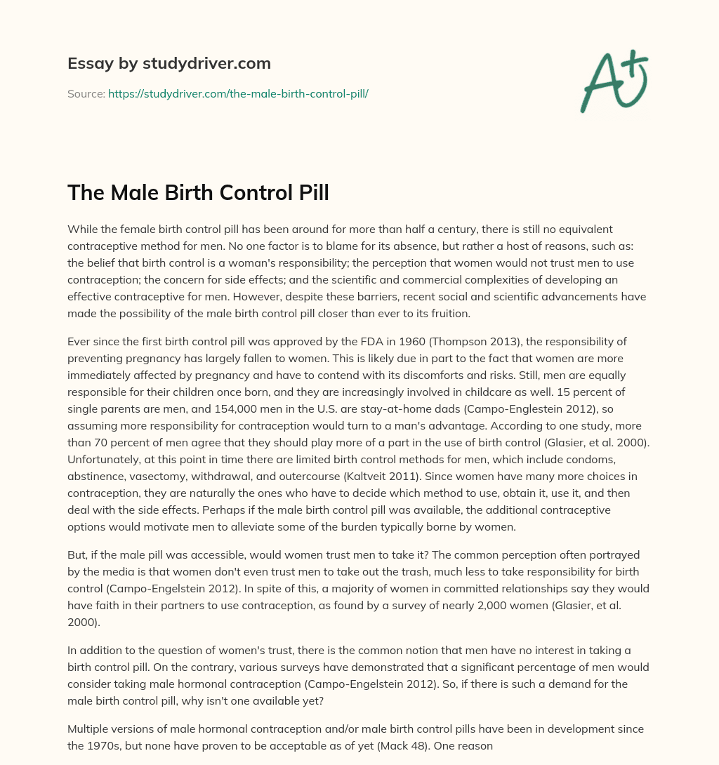 The Male Birth Control Pill essay