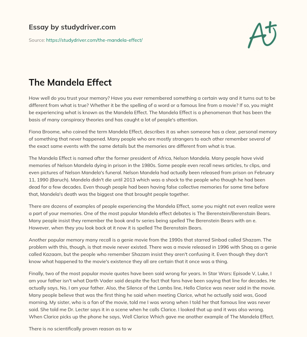 The Mandela Effect essay
