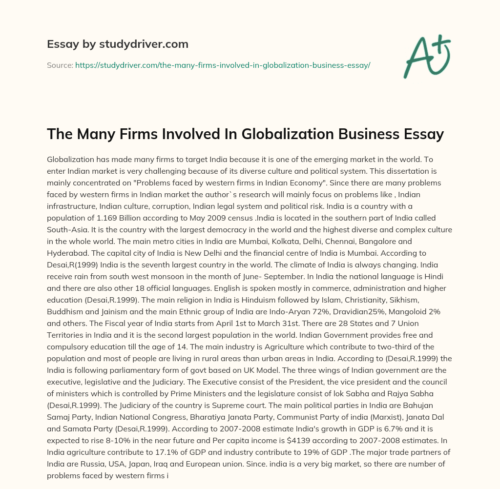 The Many Firms Involved in Globalization Business Essay essay