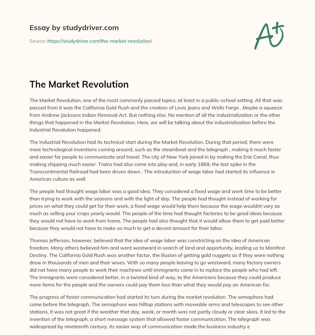 The Market Revolution essay