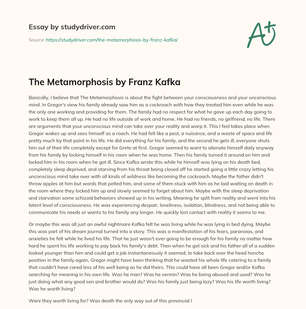 The Metamorphosis by Franz Kafka essay