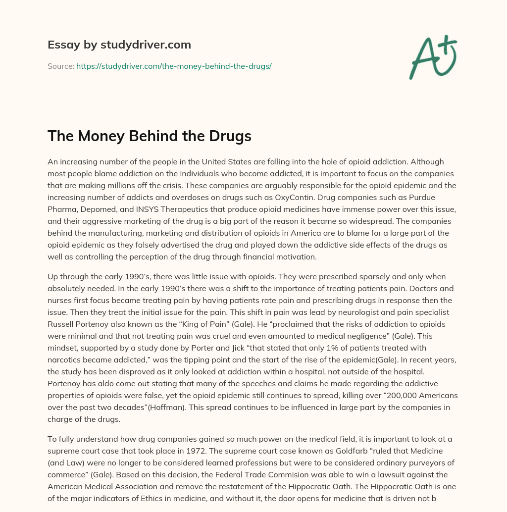 The Money Behind the Drugs essay