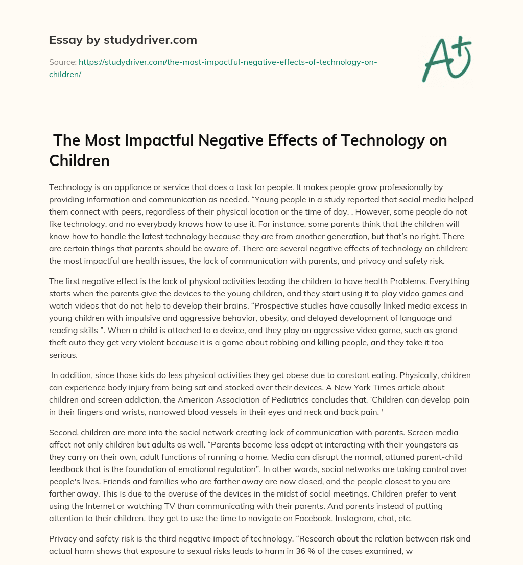  The most Impactful Negative Effects of Technology on Children  essay