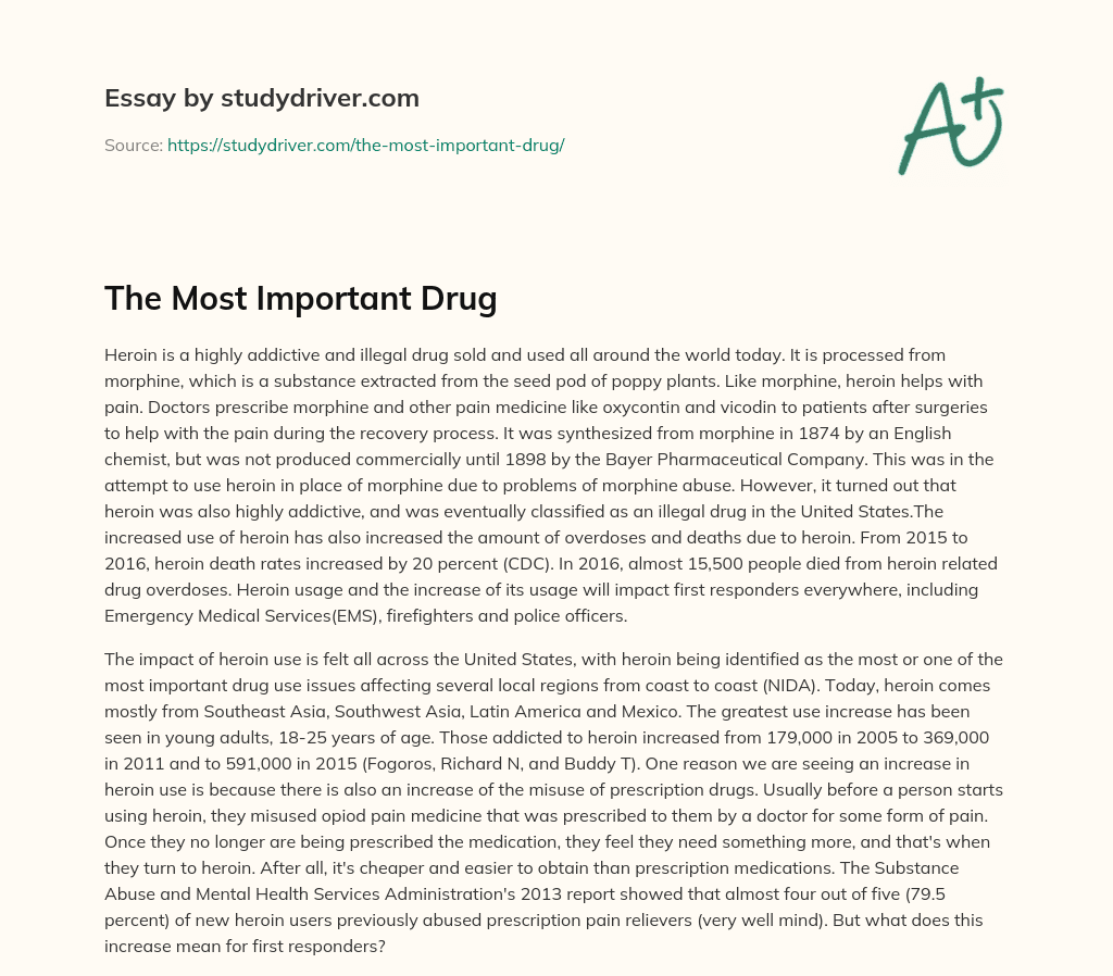 The most Important Drug essay