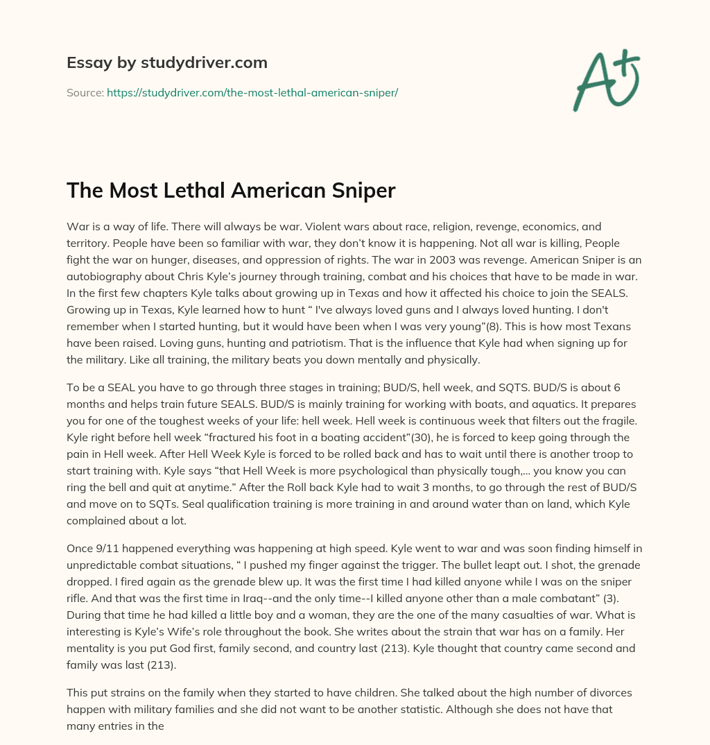 The most Lethal American Sniper essay