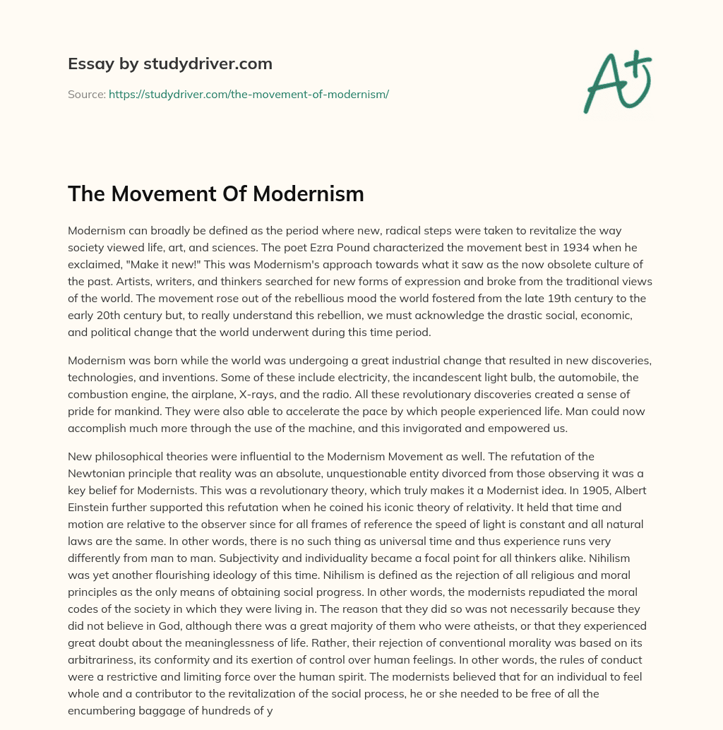 The Movement of Modernism essay
