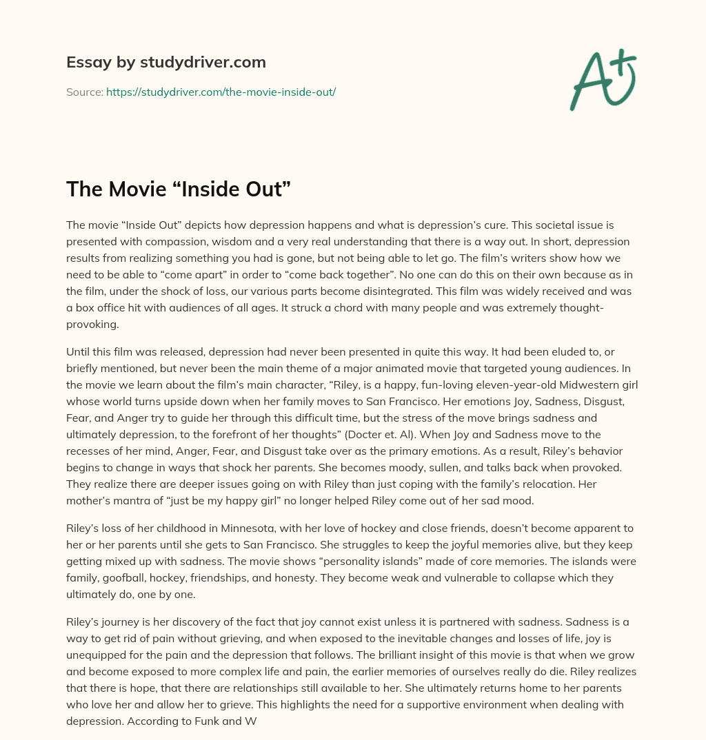 The Movie “Inside Out” essay