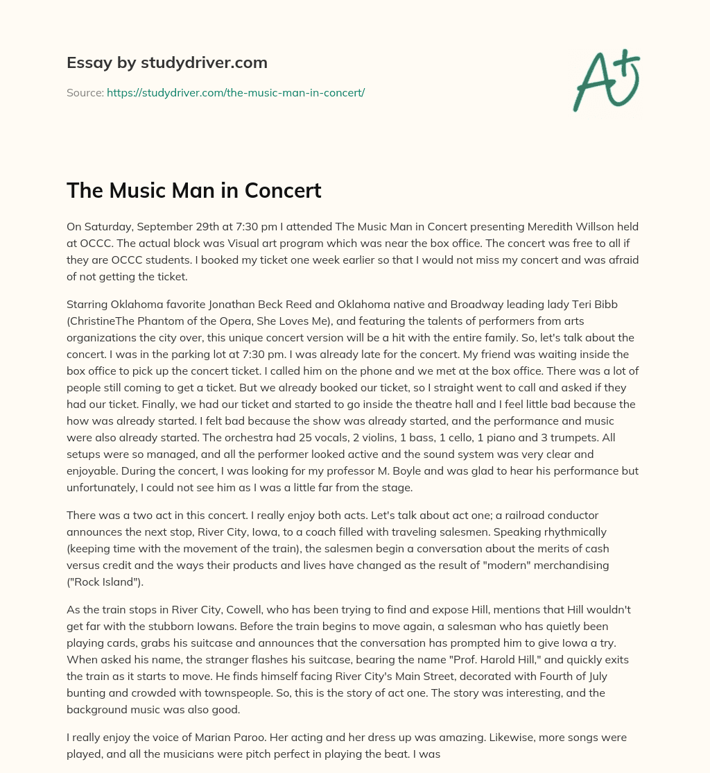 The Music Man in Concert essay