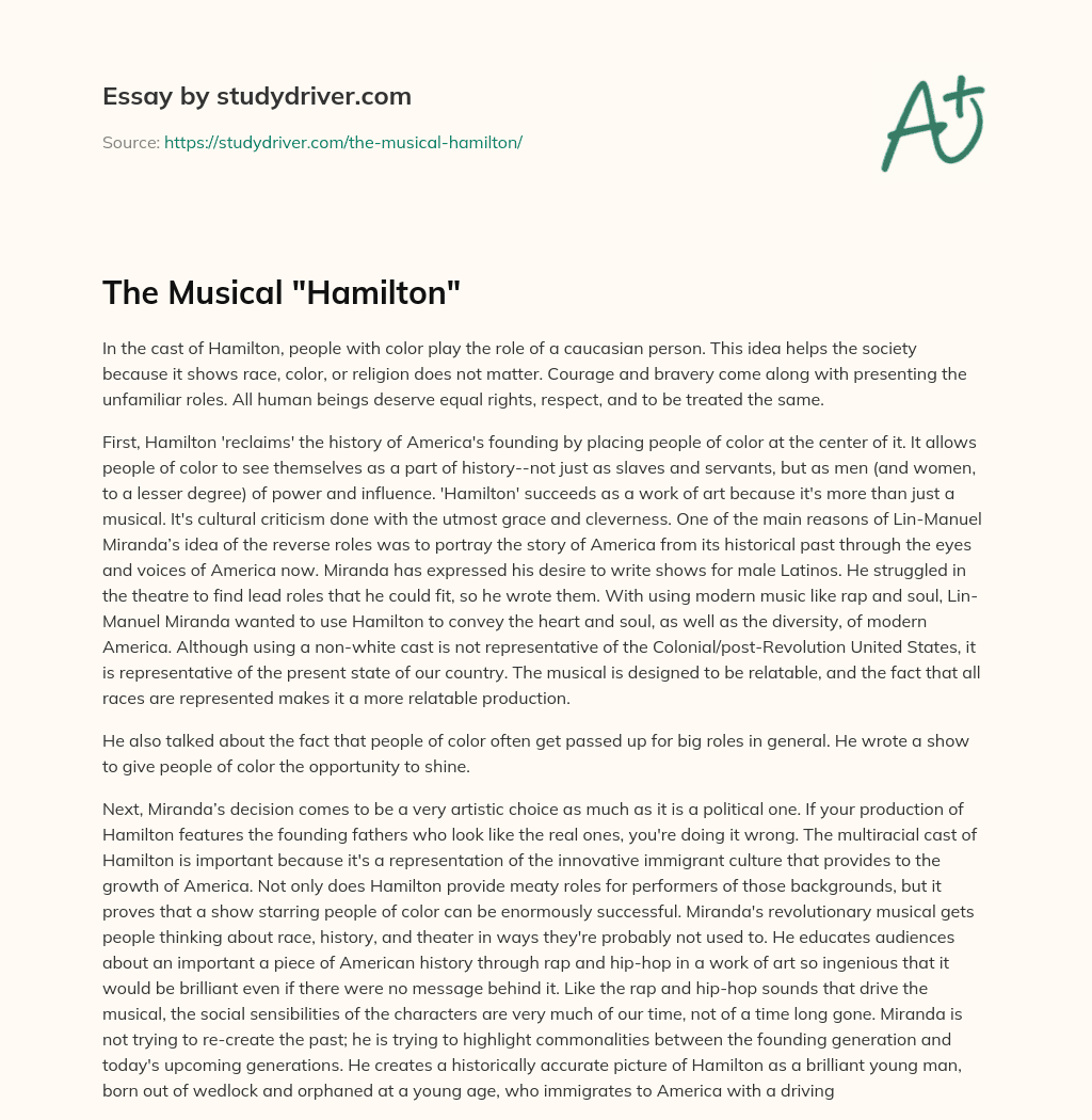 The Musical “Hamilton” essay