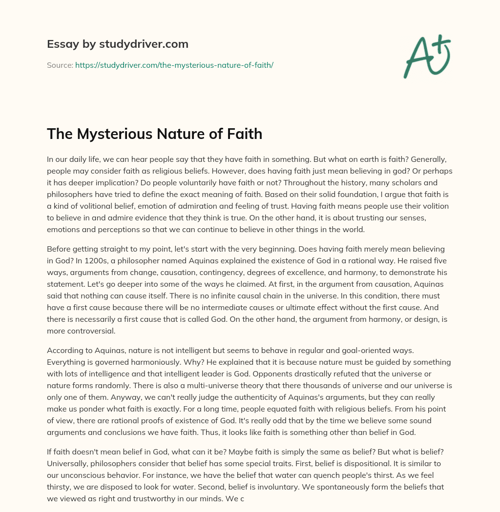 The Mysterious Nature of Faith essay