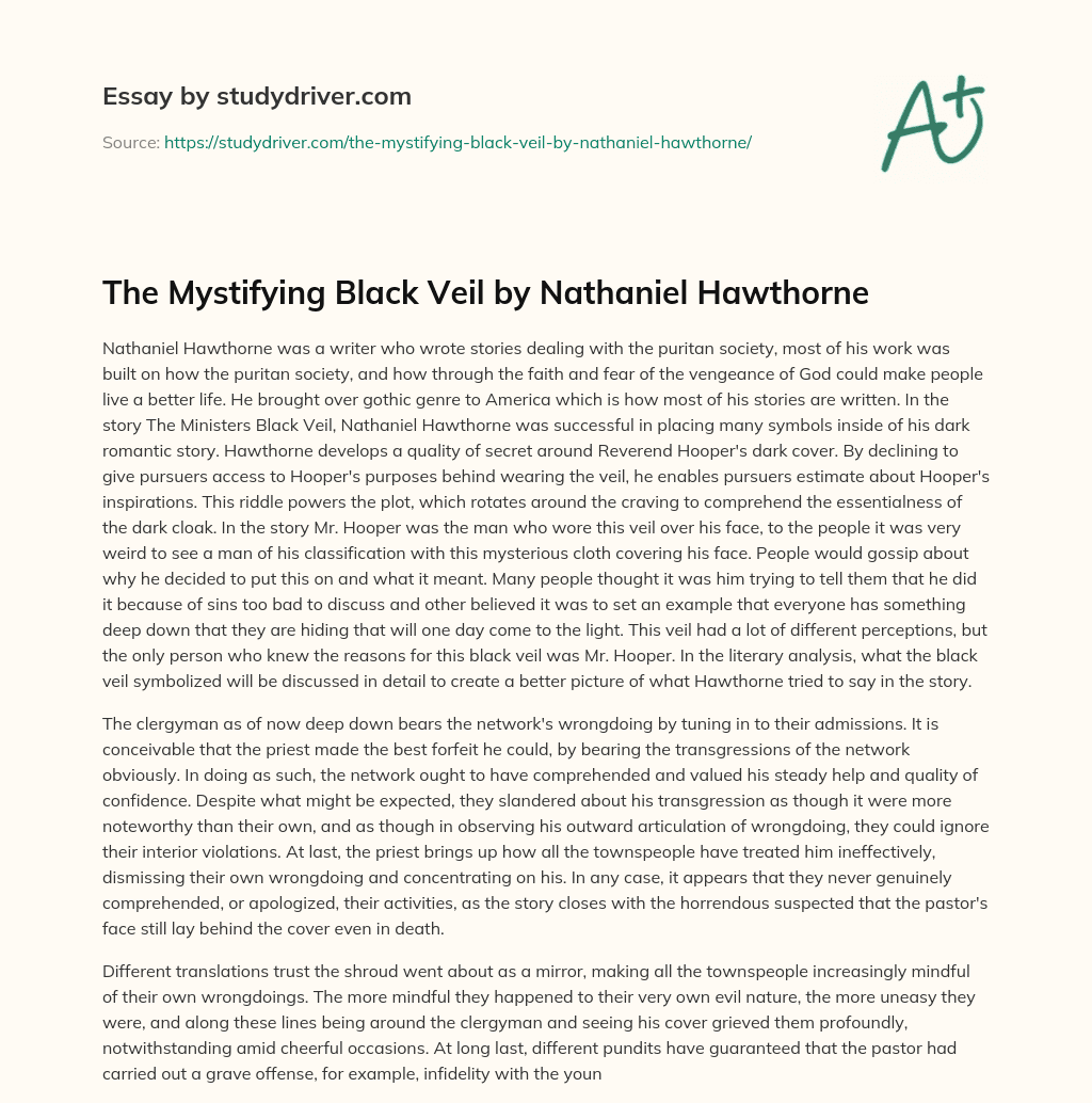 The Mystifying Black Veil by Nathaniel Hawthorne essay
