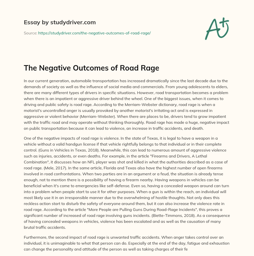 The Negative Outcomes of Road Rage essay