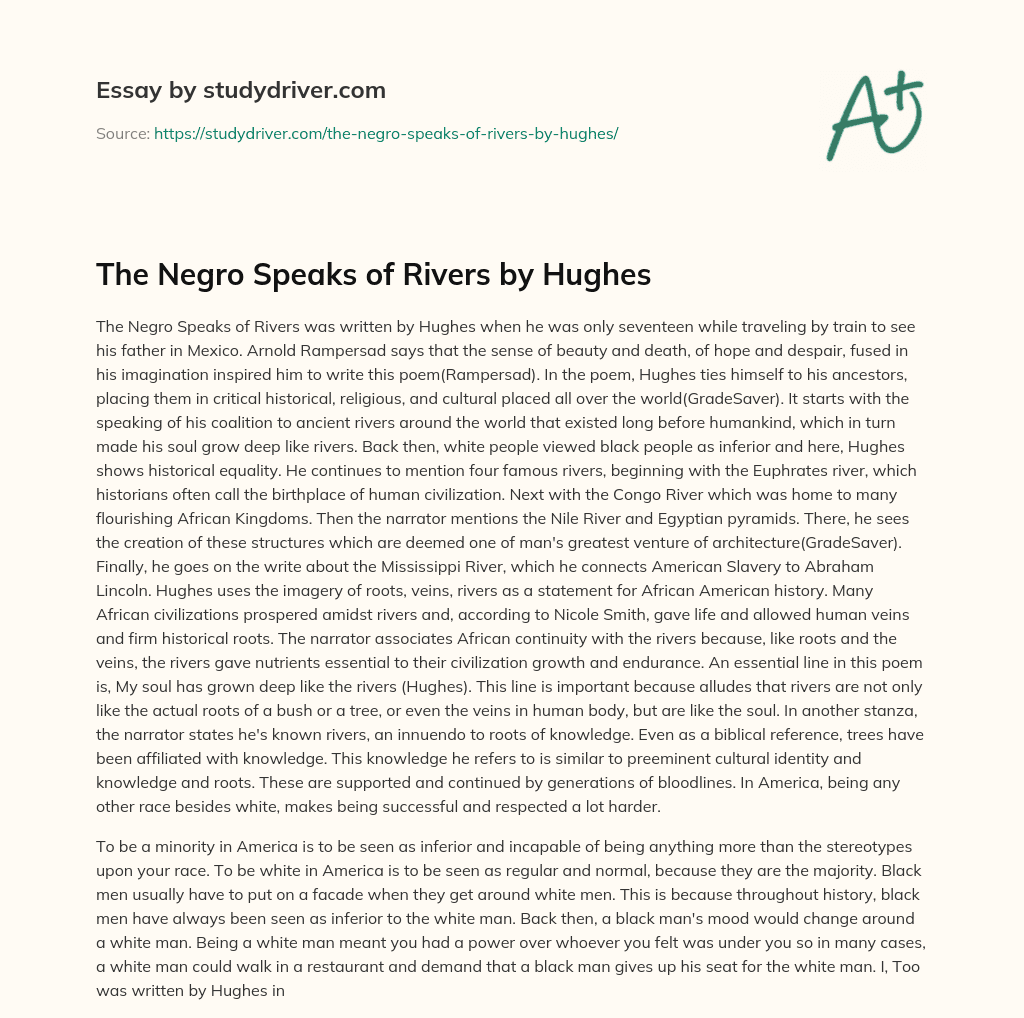 The Negro Speaks of Rivers by Hughes essay