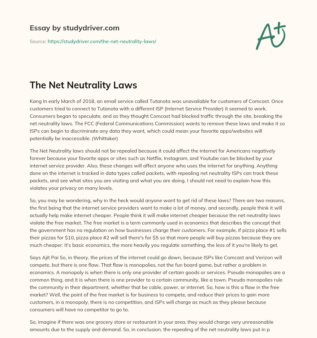 The Net Neutrality Laws essay