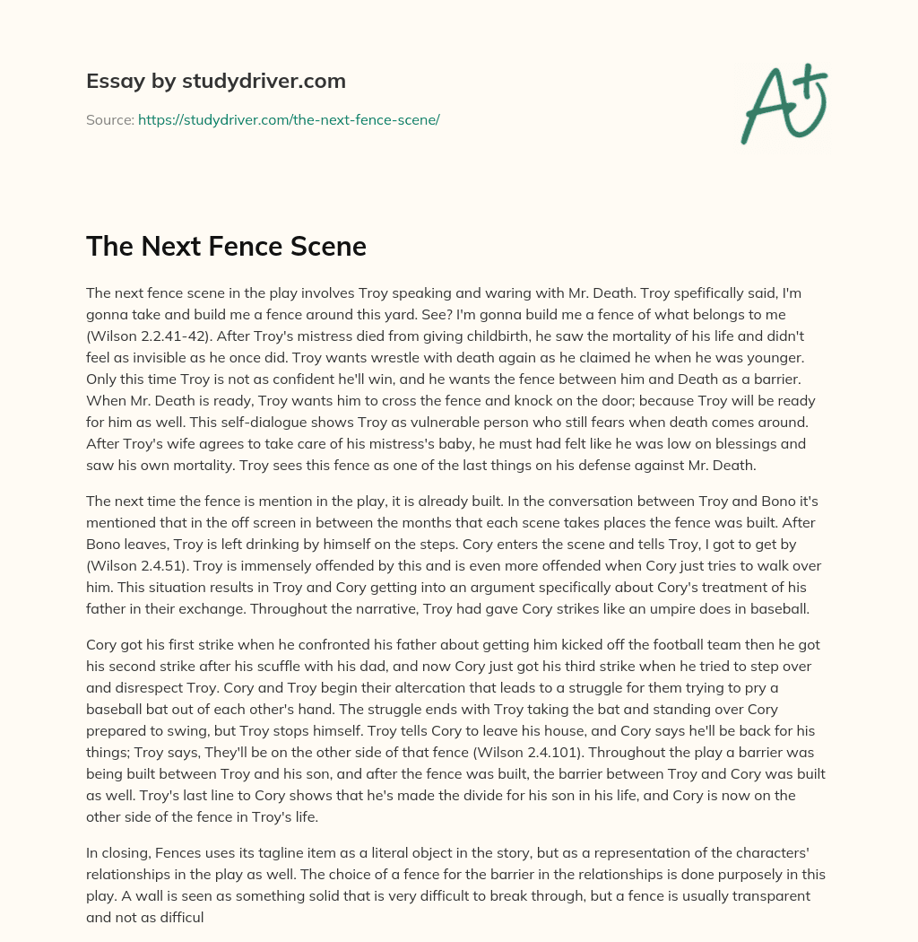The Next Fence Scene essay