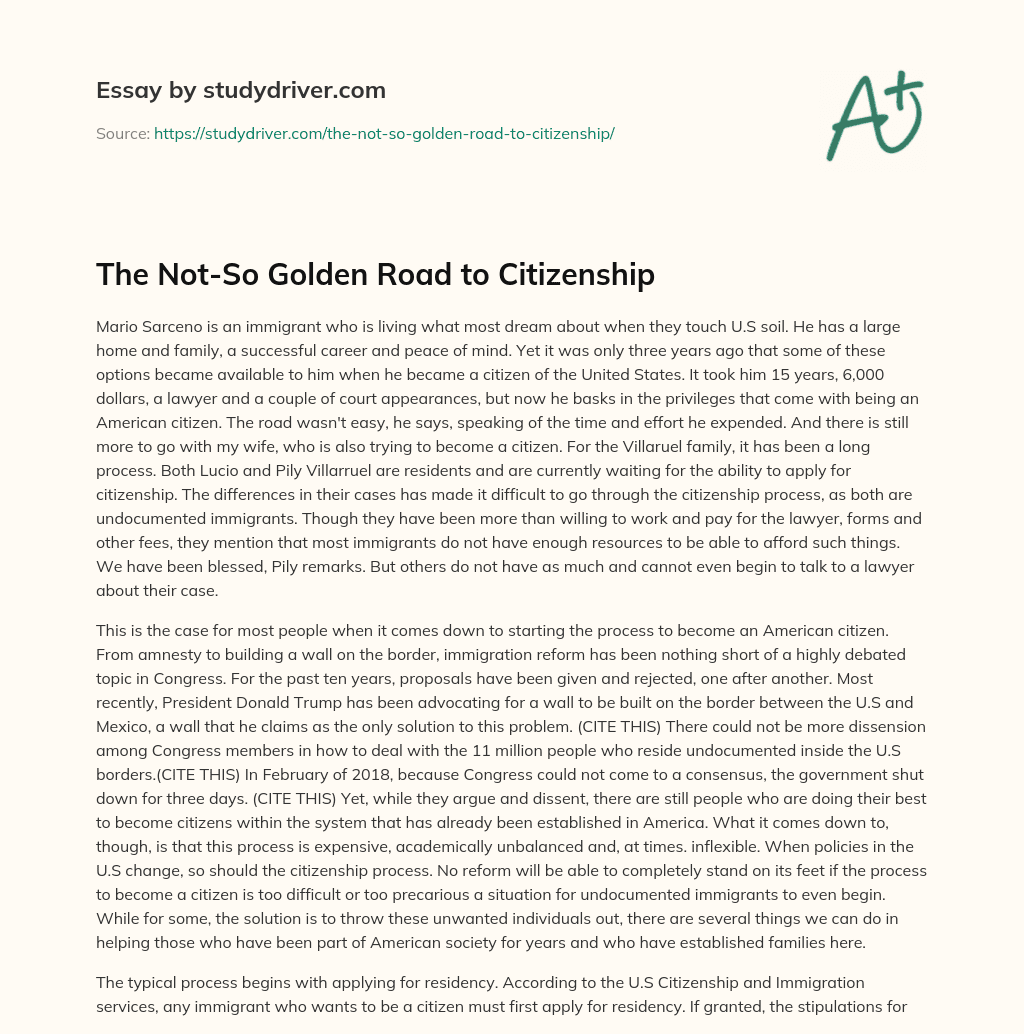 The Not-So Golden Road to Citizenship essay