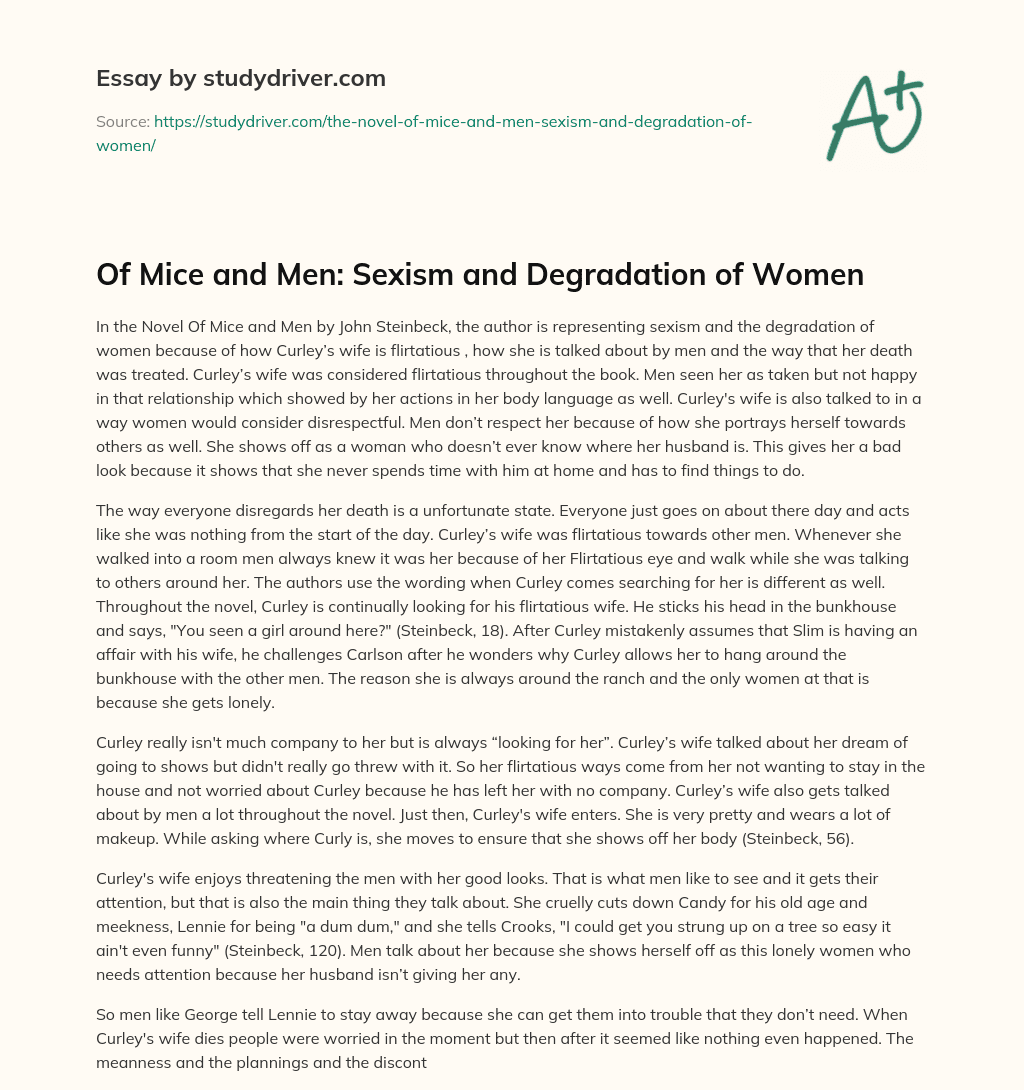 Of Mice and Men: Sexism and Degradation of Women essay