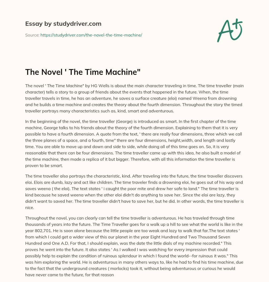 The Novel ‘ the Time Machine” essay