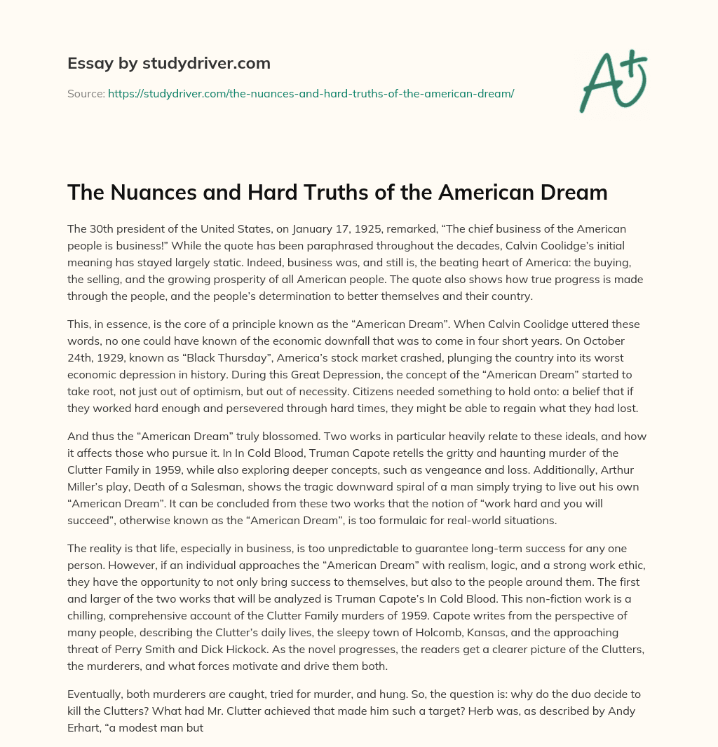 The Nuances and Hard Truths of the American Dream essay