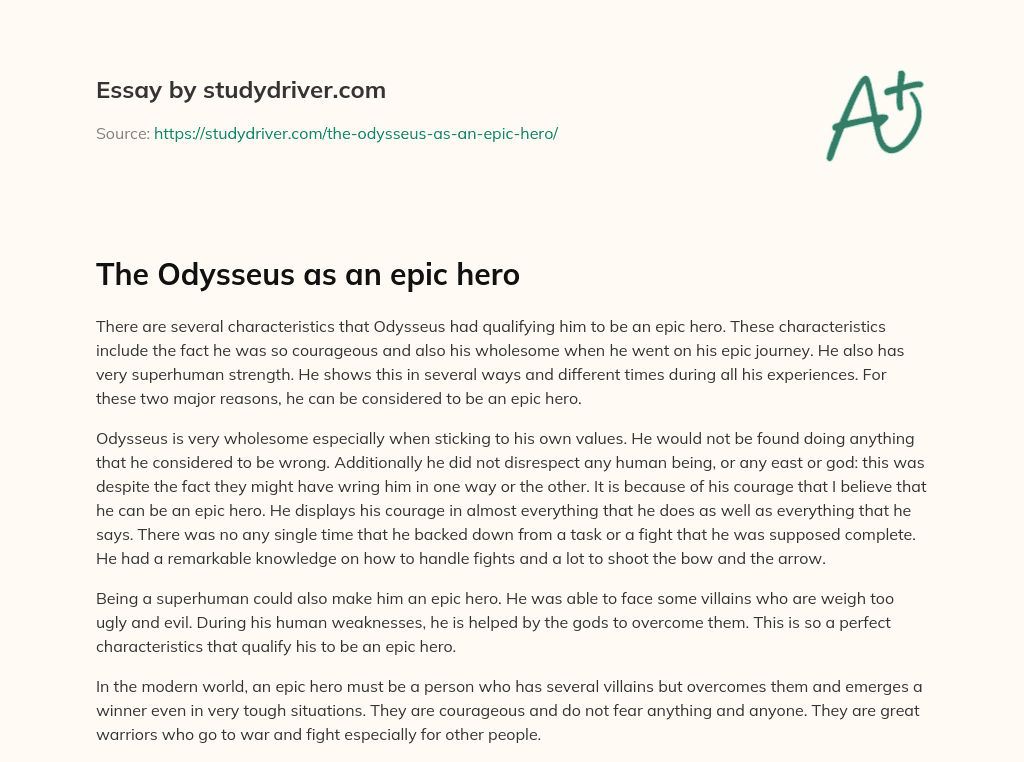The Odysseus as an Epic Hero essay