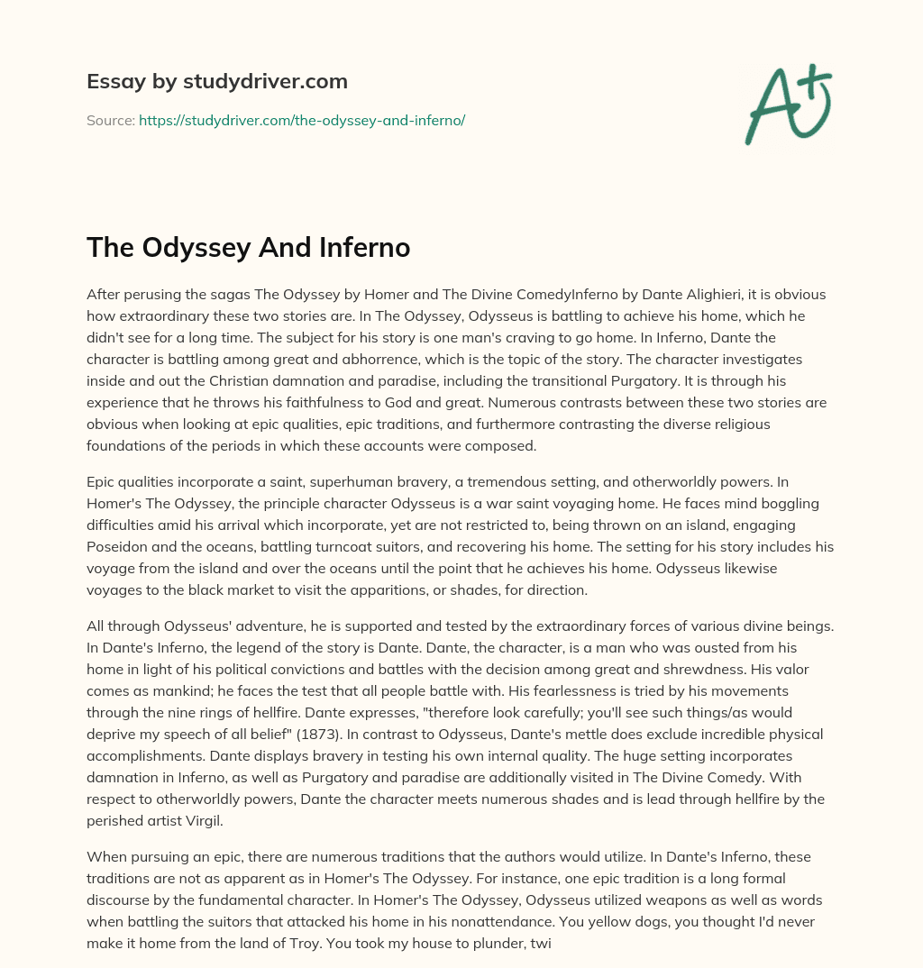 The Odyssey and Inferno essay