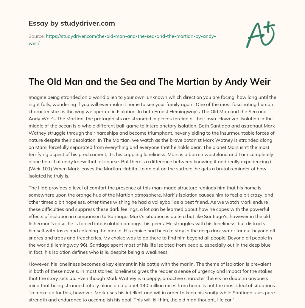 The Old Man and the Sea and the Martian by Andy Weir essay