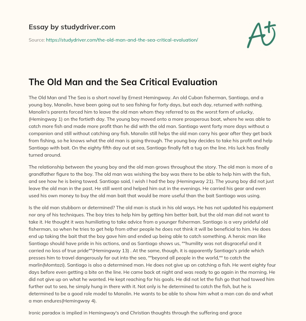 The Old Man and the Sea Critical Evaluation essay