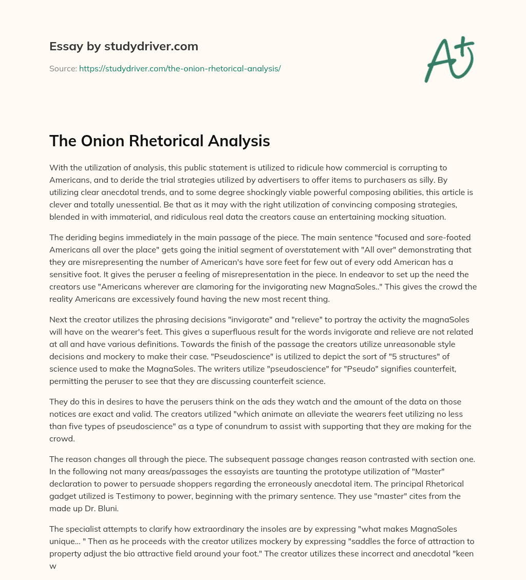 The Onion Rhetorical Analysis essay