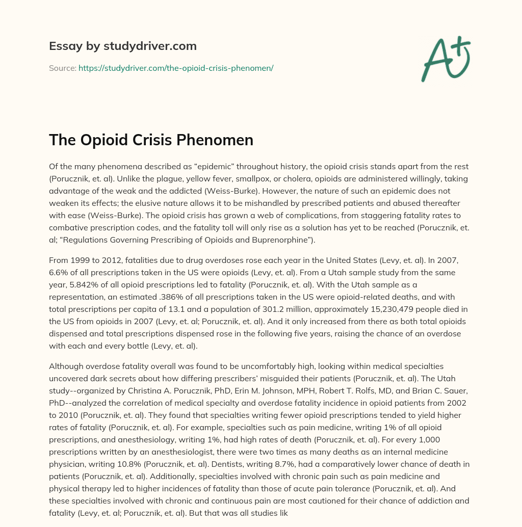 The Opioid Crisis Phenomen essay