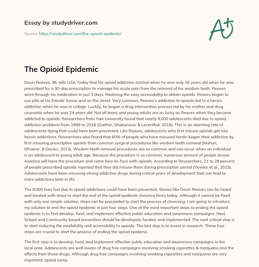 The Opioid Epidemic essay