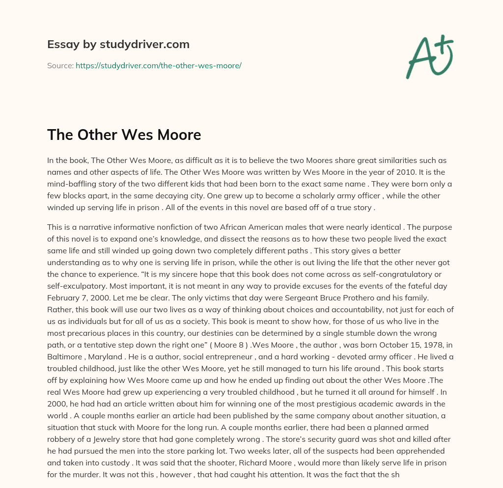 The other Wes Moore essay