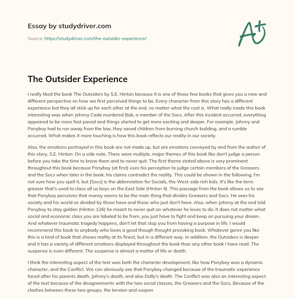 The Outsider Experience essay