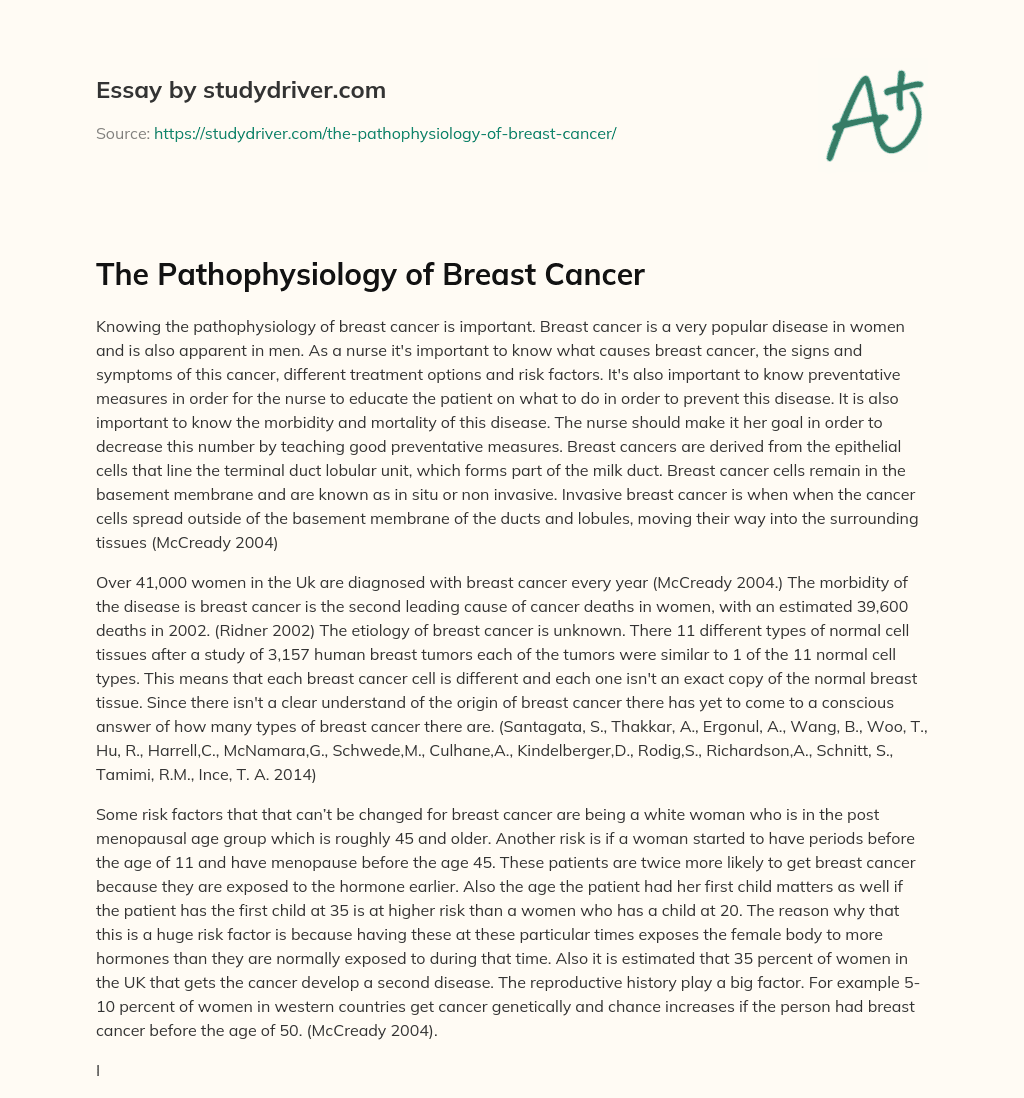 The Pathophysiology of Breast Cancer essay