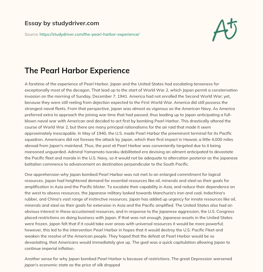 The Pearl Harbor Experience essay